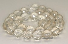 12MM ROCK CRYSTAL GEMSTONE GRADE B FACETED ROUND LOOSE BEADS 7.5inch