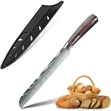 8" Stainless Steel Bread Knife Serrated Blade Cake Slicer Chef Knife Forged