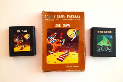 Double Game Package Atari 2600 See Saw Motocross Game Jeu PAL CIB