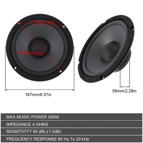 Altavoz coaxial de alta fidelidad para automóvil de 1 pieza 6,5"" pulgadas 600 W 2 vías altavoz de frecuencia completa EE. UU. - Imagen 3 de 12
