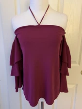 WHBM **NEW W/TAGS** LOVELY BERRY RAYON POLY OFF SHOULDER TOP $88 MSRP - SZ 0