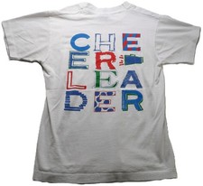 VTG 90s Fruit Of The Loom Best Cheerleader Graphic T- Shirt Men M White USA Made