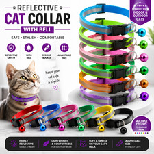 Reflective Breakaway Cat Collar with Bell Adjustable Safety Quick Release