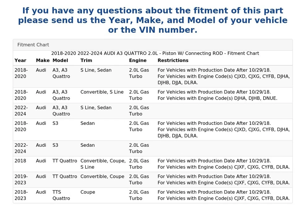 AUDI A3 QUATTRO 2018-2020 2022-2024 2,0 L - Pistón con varilla de conexión Foto 4 de 4