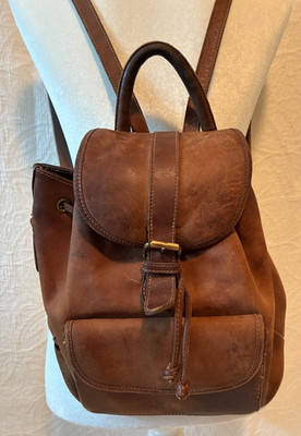 Vintage 1980s G.H.Bass & Co Brown Leather Backpack