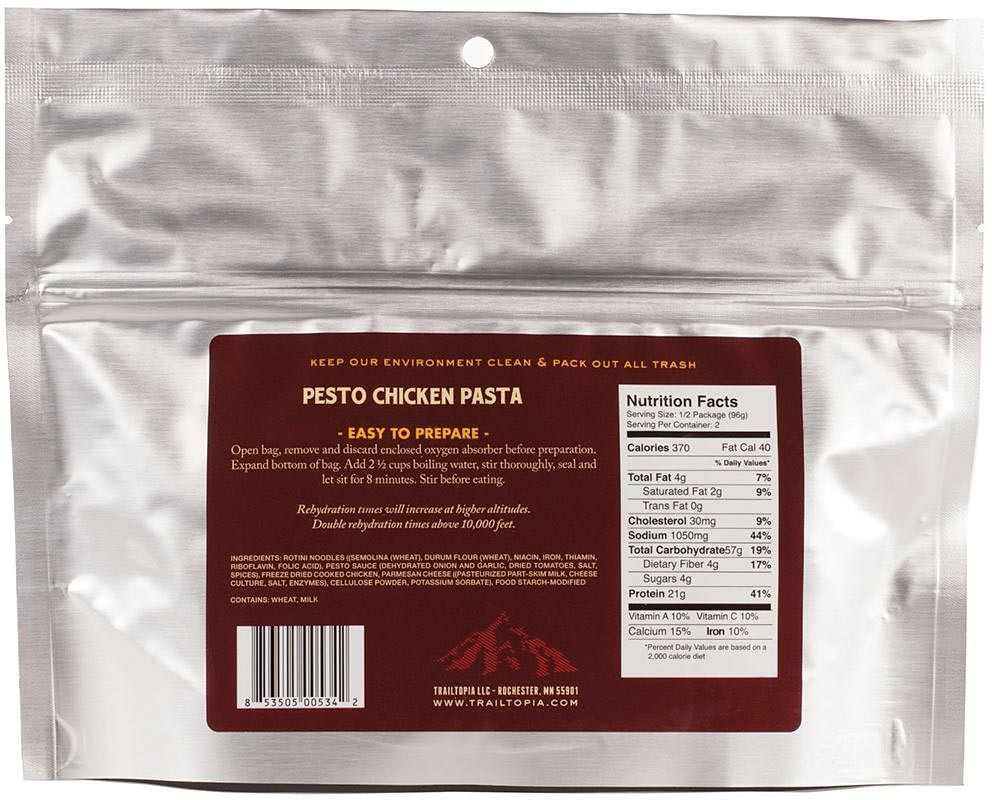Trailtopia Pesto Chicken Pasta - Durable Flavorful Trail Meal for Backpacking 4090₽