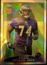 2009 NFL Topps Chrome Refractor No. TC122 Michael Oher Ravens Rookie Card. rookie card picture