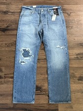 Levi  s Premium 501 Distressed Selvedge Jeans  Blue   size mens W36xL32 