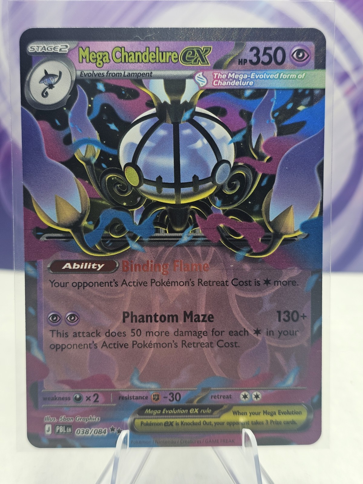 Mega Chandelure ex 038/084 Me05: Pitch Black Holo NM