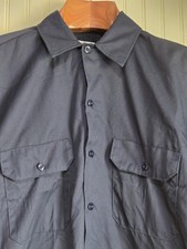 Dickies Shirt Mens Medium Navy Blue Short Sleeve Button Front Work Shirt