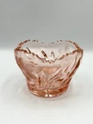 Vintage Pink Depression Era Cut Glass Art Deco Sawtooth Edge