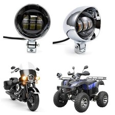 Motorcycle Auxiliary Light 2pcs 4 inch Fog Lamp Headlight Chrome LED Front