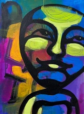 Modern Expressionist Portrait Graffiti Art | 12x16 Acrylic on Canvas