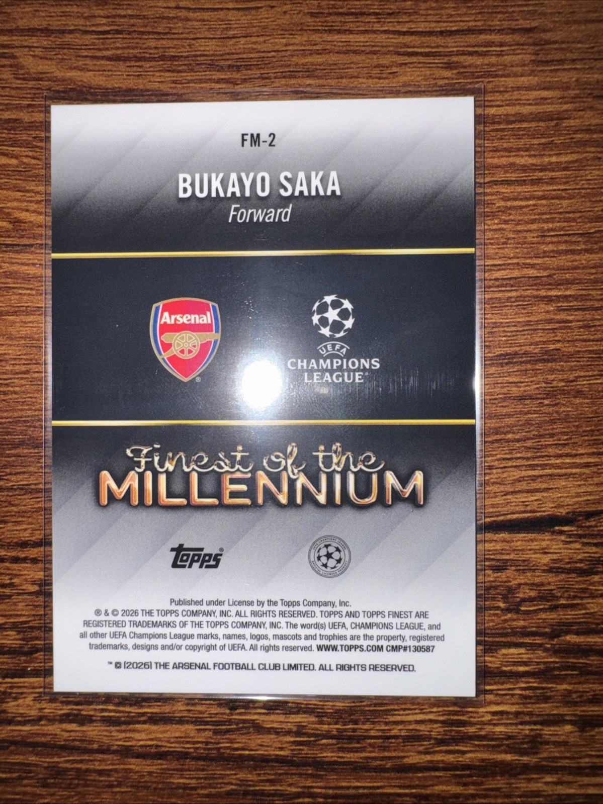 2025-26 Topps Finest UEFA Finest Of The Millennium FM-2 Bukayo Saka Blue /150 view 2