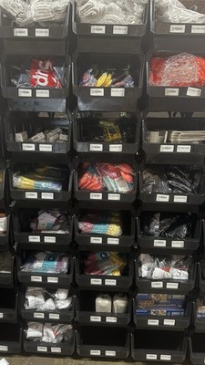 Large Stackable Storage Bin, Plastic, Black, Parts Bins, Warehouse, NEW - 8 PACK
