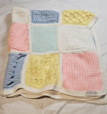 Granny Square Afghan With Multiple Stitch Patterns. Labeled By Artist