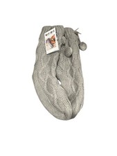 NWT MUK LUKS Women's Pom Cabin Dark Grey Cable Knit Sweater Socks L/XL 8-11 