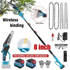2 IN 1 Pole Chainsaw Cordless Long Reach Cutter Pruner Saw 2 Batteries & Charger