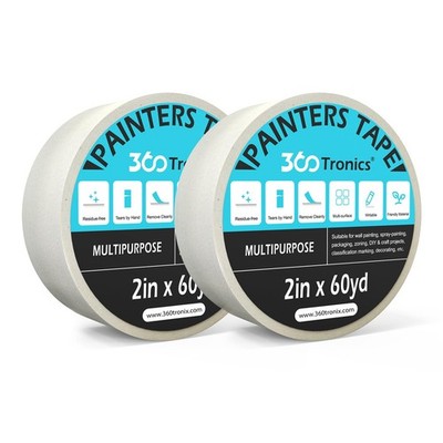 White Painters Tape 2 Inch, 2'' x 60yds Painter's Tape White Multi-Surface Tap...