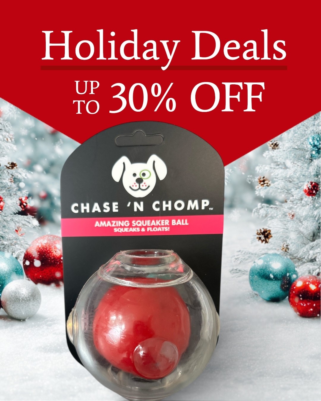 Chase 'N Chomp Dog Amazing Squeaker Ball Toy for Pets, Clear, 3.5 Inch, All Bree