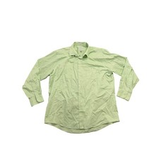 Van Heusen Lux Sateen Dress Shirt Men 17.5 34/35 Green Wrinkle Free Regular Fit