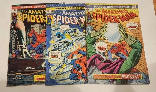 AMAZING SPIDER-MAN #142,143,144 ROSS ANDRU GLOSSY VG'S