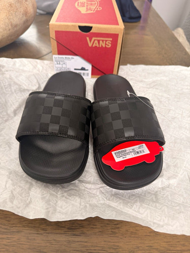 VANS La Costa Slide-On Men's Slide Sandals Black Checkerboard Logo US 5