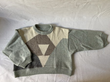 Vintage Damen Woll Strickpullover Muster Rund...