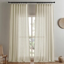 Linen Curtains 84 Inch Length 2 Panel Sets,Light Filtering Curtains Bedroom