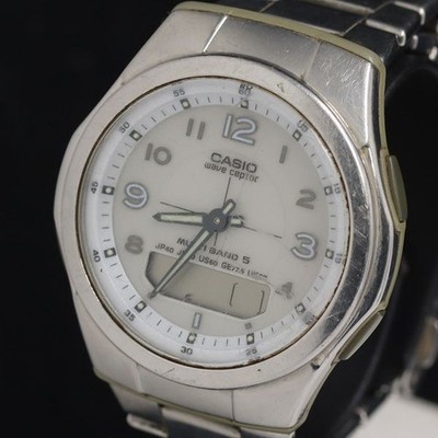 Casio Wave Ceptor WVA-M480 weißes Zifferblatt Ana-Digi Herrenuhr KRH...