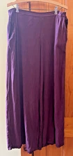 Match Point women L large burgundy wide leg pants elastic waist 100% linen EUC