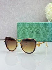 GC GG GG7711S Cat Eye Butterfly Sunglasses Tortoise Gold Frame Brown Lens 55