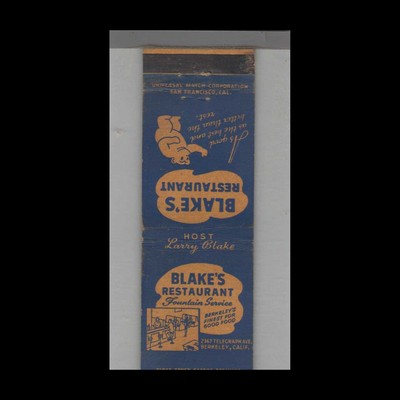 Matchbook Cover - Bear Related Blake's Restaurant Berkeley, CA