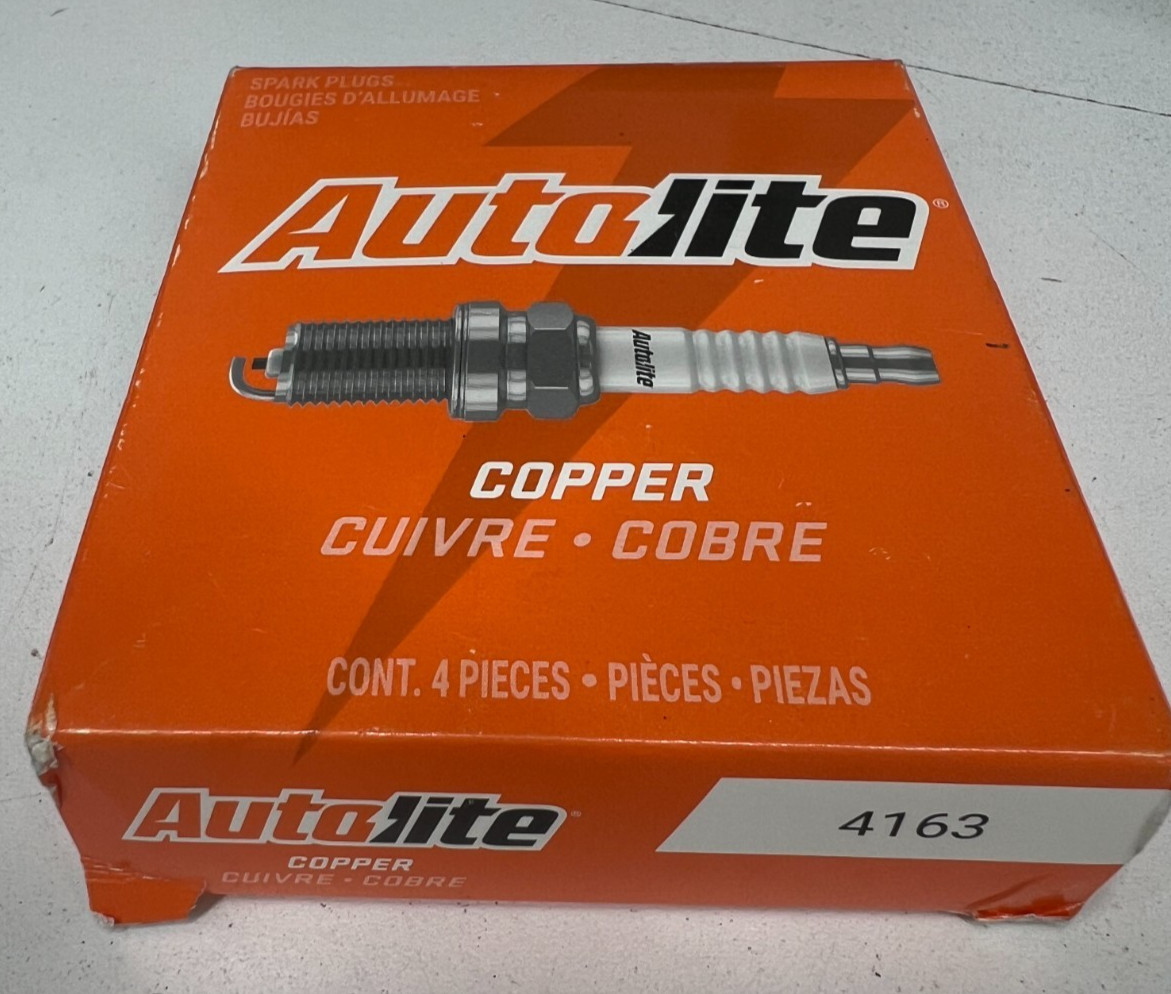 Pack of 4 Autolite 4163 Copper Core Standard Spark Plugs Flat Seat 12mm Thread