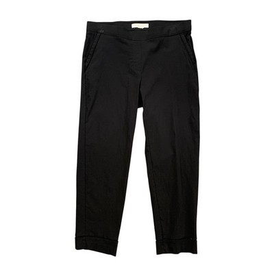 89th & Madison Pants Womens 10 Black Pull On Comfort Cutout Hem Cropped Pockets