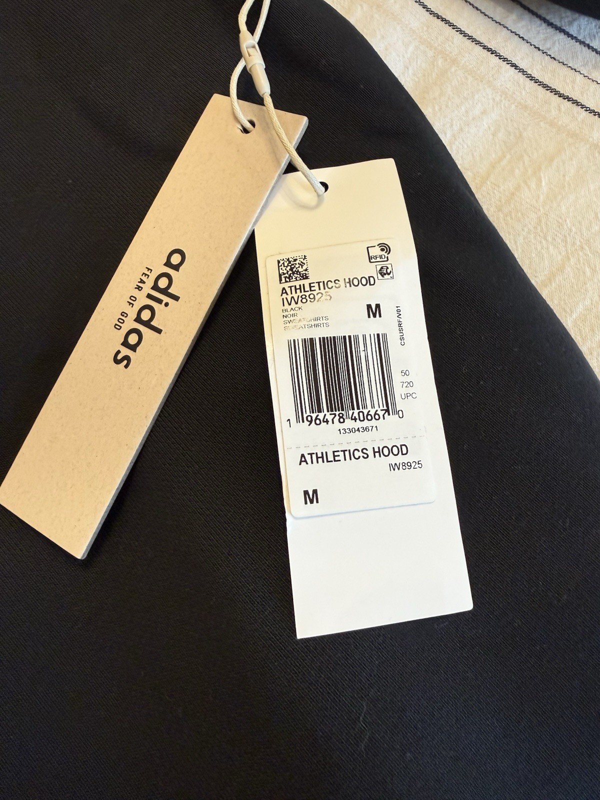 adidas Fear of God Athletics Fleece Hooded Logo Black Pullover Hoodie Men's M thumbnail 4