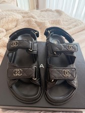 Chanel dad sandals. Black leather with gold . Size 37
