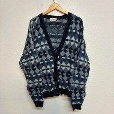 Vintage The Men?s Store Cardigan Mens XXL Blue Pattern  Knit Sweater
