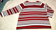CJ Banks Women’s 3X Red Blue  White Striped Long Sleeve Top Plus Size