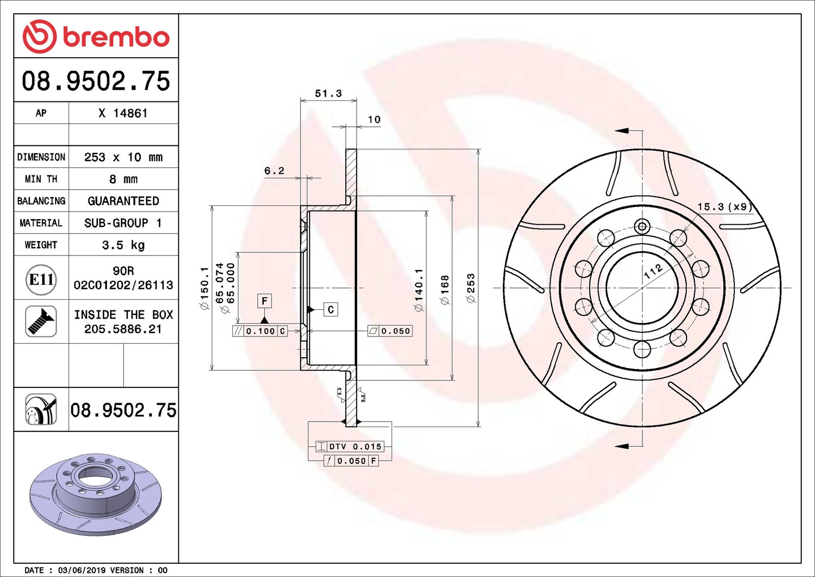✅Fits BREMBO 08.9502.75 Brake disc 1 pc. 08.9502.75 ​​​​Brembo offer ⭐UK Seller⭐ - Image 24