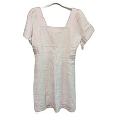 Madewell Square Neck Mini Dress in white 100% linen size 12 NWT