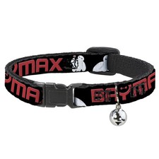 Cat Collar Breakaway with Bell BAYMAX Poses Black/White/Red NARROW Fits 8.5-12"