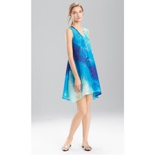 NATORI Floral Stream Sleeveless Cotton Sleep Chemise Blue Multi Small