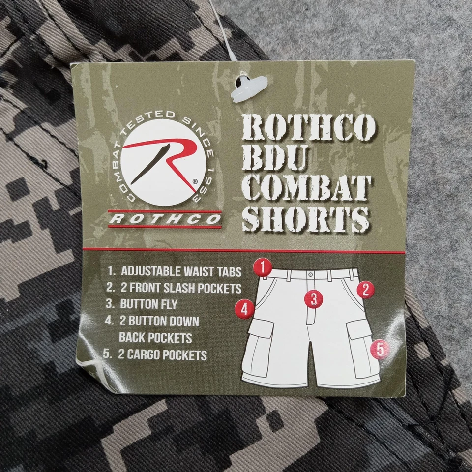 Pantalones Cortos de Combate Rothco BDU Para Hombres 3XL Camuflaje Digital Carga Táctico Utilidad Militar Foto 2 de 4