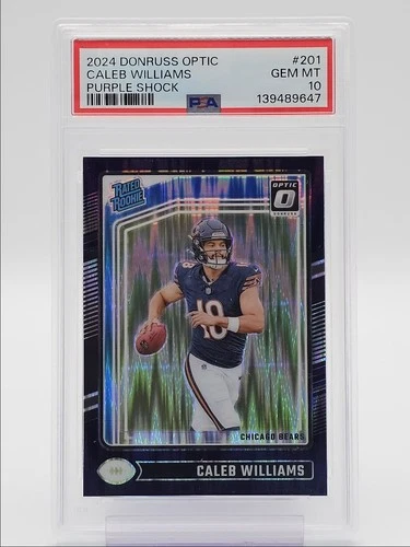 CALEB WILLIAMS 2024 DONRUSS OPTIC RATED ROOKIE PURPLE SHOCK RC PSA 10 Q6438
