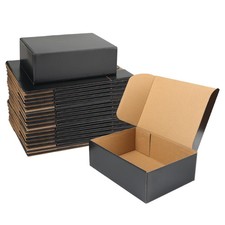 Shipping Boxes 12x9x4 Set of 25 Black Corrugated Cardboard Mailer Brown Interior