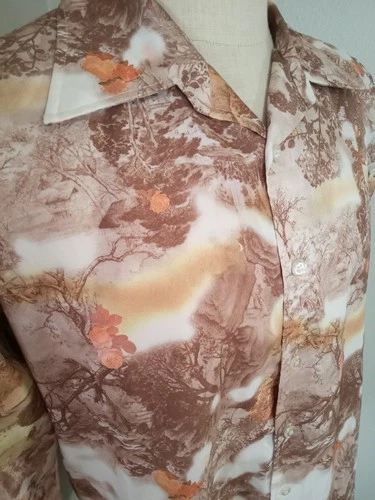 Vintage Shirt 70's Joe Namath By Arrow Men's XL Dagger Collar Polyester Print