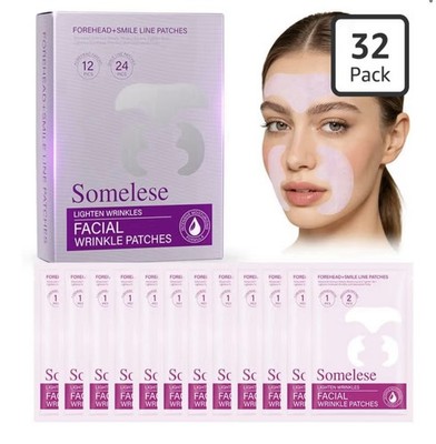 Somelese Facial Wrinkle Patches Clear 32 Pack Face Forehead Smile Line