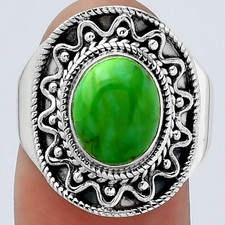 Green Mohave Turquoise - Arizona 925 Sterling Silver Ring s.7.5 Jewelry R-1501