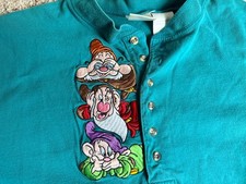 Disney Store Snow White Seven Dwarfs Medium Mens Embroidered Shirt Vintage